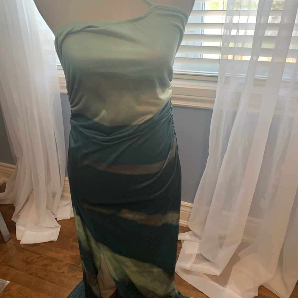 🏖️Last chance, 
NWT SHEIN Green and Blue One Shoulder Bodycon Dress - Picture 4 of 6